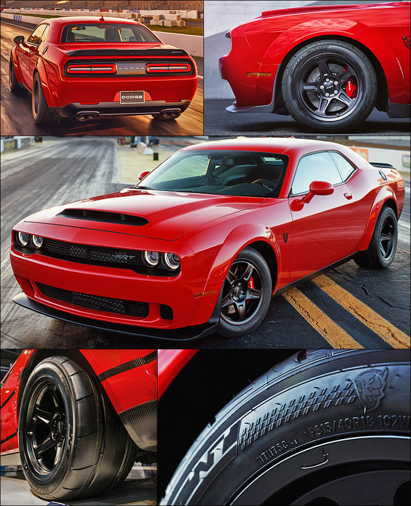 Pneus Nitto NT05R drag racing sur la Dodge Challenger SRT Demon