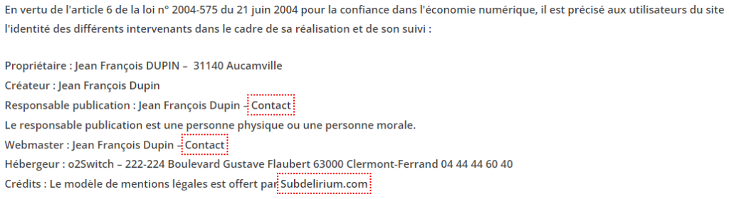 Mentions Légales - 1